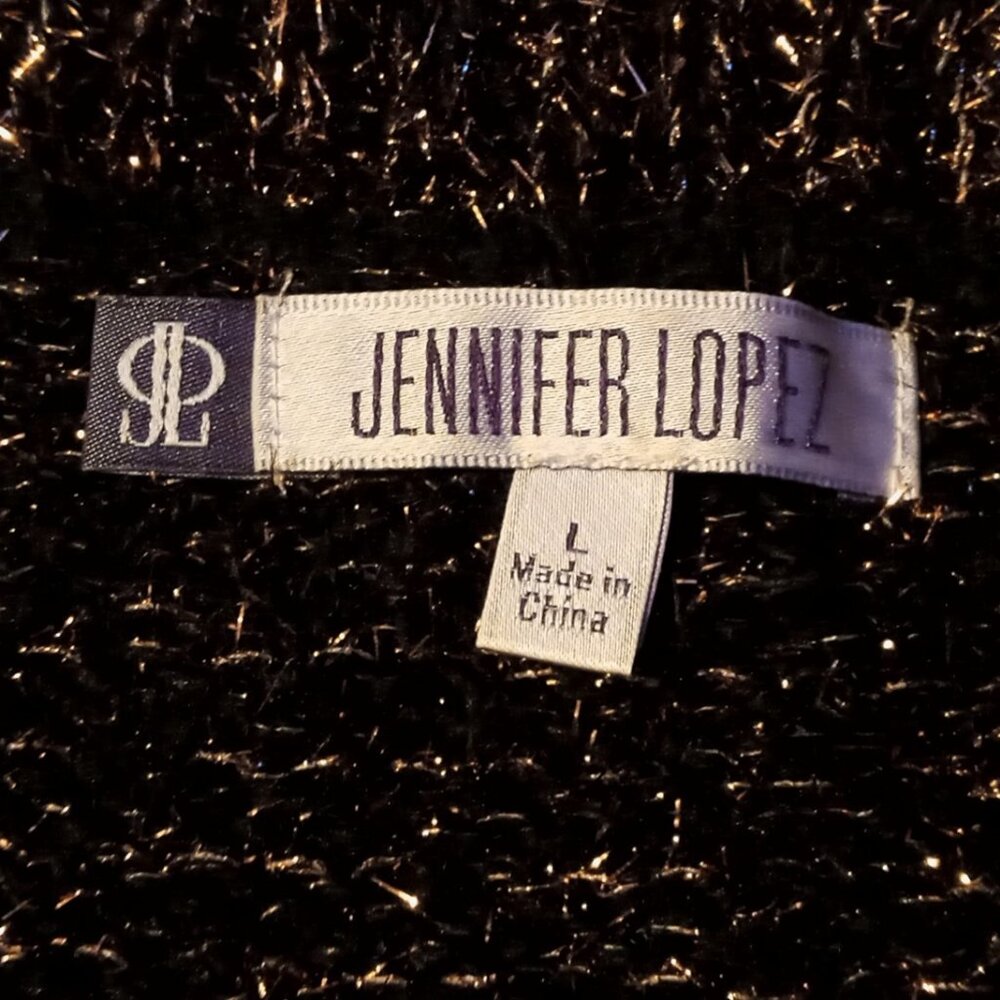 SALE***Nice Jennifer Lopez Sweater Women's Sz L Metallic Gold Copper Black Cozy - Picture 3 of 12
